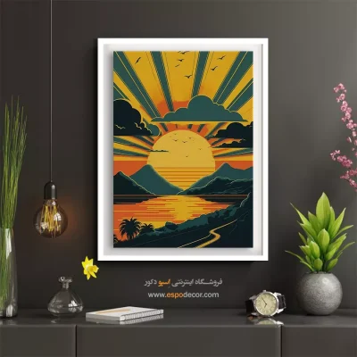 تابلو دیواری لوکس - منظره دریایی با امواج – تابلو پوستر وینتیج - اسپو دکور