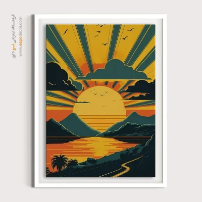 تابلو دیواری لوکس - منظره دریایی با امواج – تابلو پوستر وینتیج - اسپو دکور