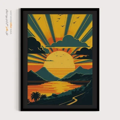 تابلو دیواری لوکس - منظره دریایی با امواج – تابلو پوستر وینتیج - اسپو دکور