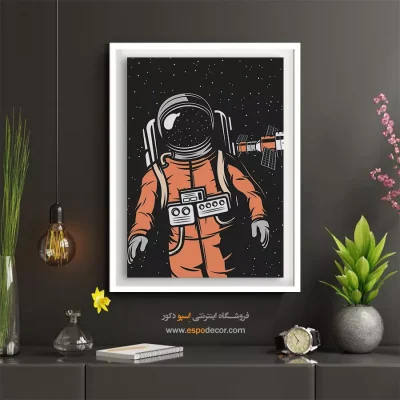 تابلوهای مناسب برای طراحی داخلی - فضانورد و ایستگاه فضایی – تابلو پوستر وینتیج - اسپو دکور