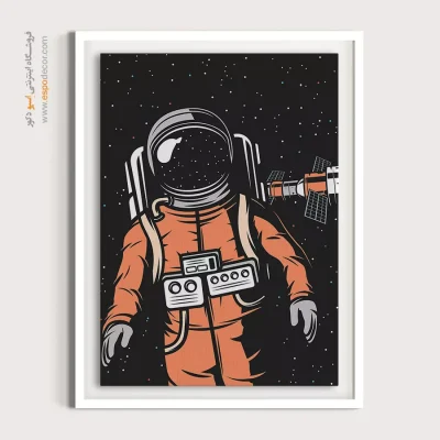 تابلوهای مناسب برای طراحی داخلی - فضانورد و ایستگاه فضایی – تابلو پوستر وینتیج - اسپو دکور