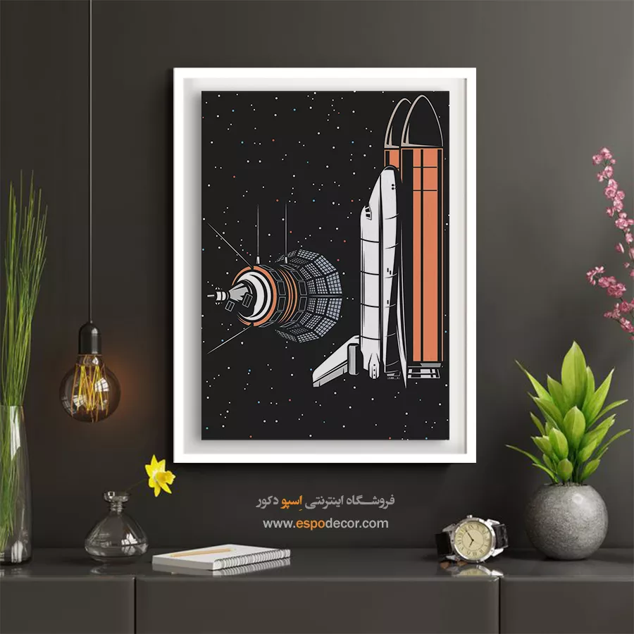 دکور اتاق خواب با تابلو دیواری - کاوشگران فضایی – تابلو پوستر وینتیج - اسپو دکور