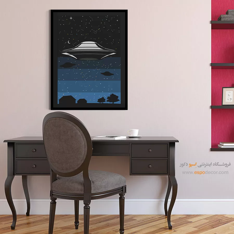 پوستر مناسب دکور کافیشاپ - بشقاب پرنده – تابلو پوستر وینتیج - اسپو دکور