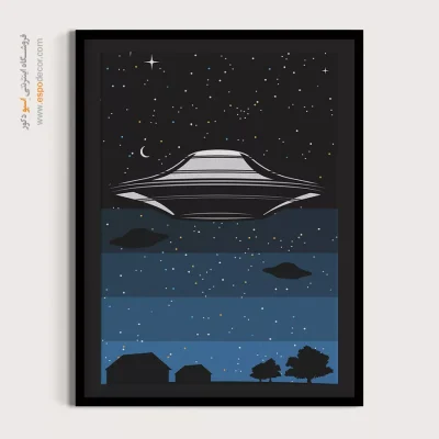 پوستر مناسب دکور کافیشاپ - بشقاب پرنده – تابلو پوستر وینتیج - اسپو دکور