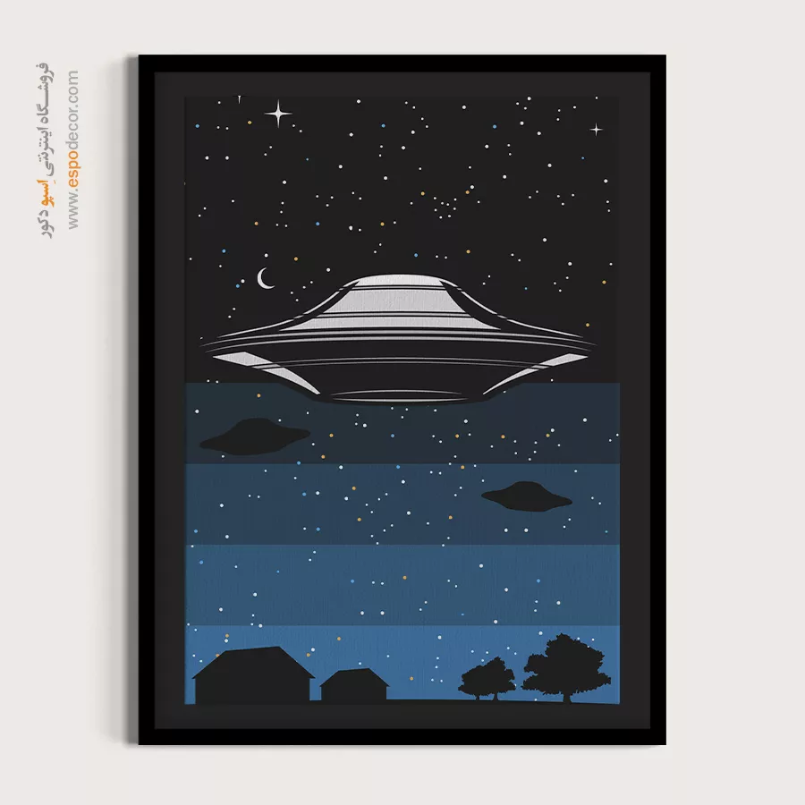 پوستر مناسب دکور کافیشاپ - بشقاب پرنده – تابلو پوستر وینتیج - اسپو دکور