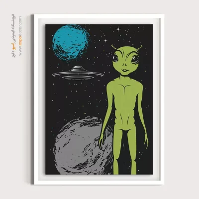 تابلو وینتیج مناسب تابستان - یوفو در فضا – تابلو پوستر وینتیج - اسپو دکور