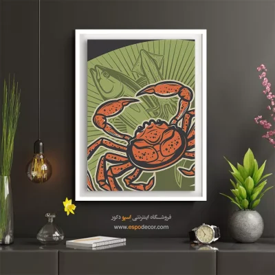 بهترین تابلوهای دیواری خارجی - خرچنگ دریایی – تابلو پوستر وینتیج - اسپو دکور