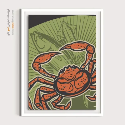 بهترین تابلوهای دیواری خارجی - خرچنگ دریایی – تابلو پوستر وینتیج - اسپو دکور