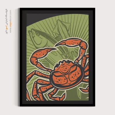 بهترین تابلوهای دیواری خارجی - خرچنگ دریایی – تابلو پوستر وینتیج - اسپو دکور