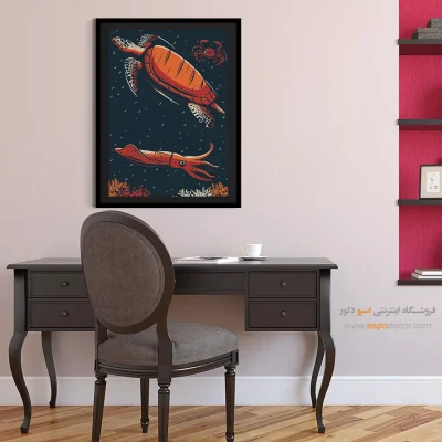 تابلو برای سالن پذیرایی - موجودات اعماق دریا – تابلو پوستر وینتیج - اسپو دکور