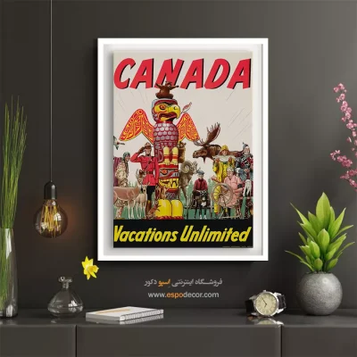 تابلو دیواری برای کافیشاپ - تعطیلات نامحدود کانادا – تابلو پوستر وینتیج - اسپو دکور