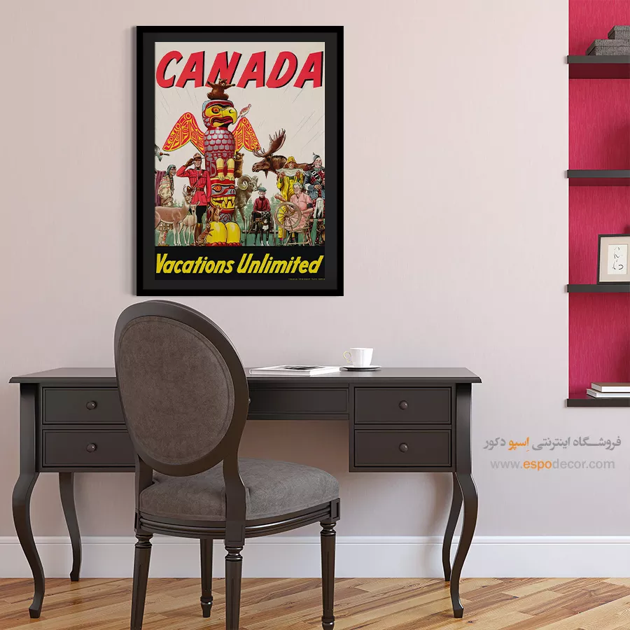 تابلو دیواری برای کافیشاپ - تعطیلات نامحدود کانادا – تابلو پوستر وینتیج - اسپو دکور