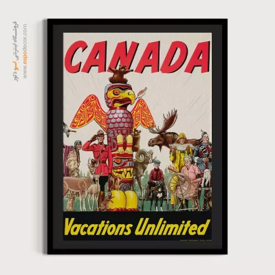 تابلو دیواری برای کافیشاپ - تعطیلات نامحدود کانادا – تابلو پوستر وینتیج - اسپو دکور