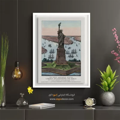 تابلو وینتیج با طراحی اروپایی - آزادی روشنگر جهان – تابلو پوستر وینتیج - اسپو دکور