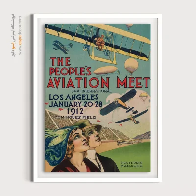 پوستر دیواری مناسب عاشقان هنر - گردهمایی مردمی هوانوردی – تابلو پوستر وینتیج - اسپو دکور