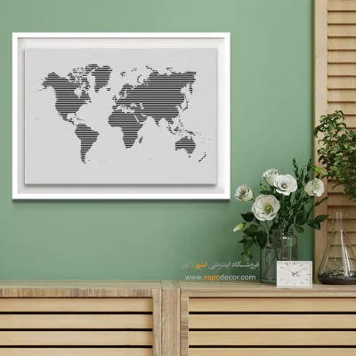 تابلو نقشه جهان راه راه - سپهری – تابلو نقشه جهان - اسپو دکور