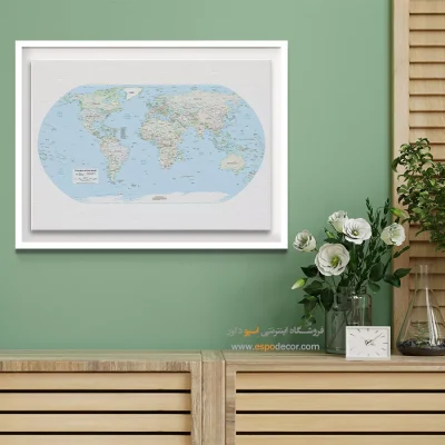 نقشه جهان برای دفتر کار - نیمروز – تابلو نقشه جهان - اسپو دکور