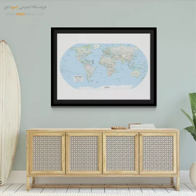نقشه جهان برای دفتر کار - نیمروز – تابلو نقشه جهان - اسپو دکور