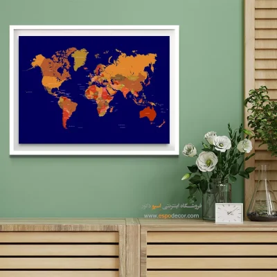 نقشه جهان برای مسافران - مختصات – تابلو نقشه جهان - اسپو دکور