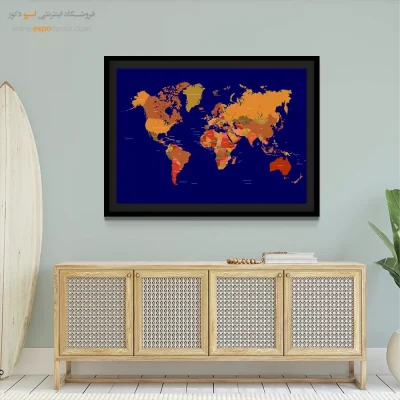 نقشه جهان برای مسافران - مختصات – تابلو نقشه جهان - اسپو دکور