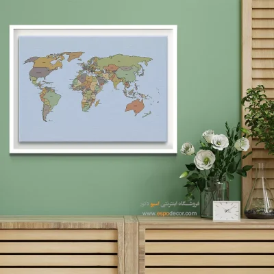 قارهنما – تابلو نقشه جهان - خرید تابلو نقشه جهان – اسپو دکور – Espodecor
