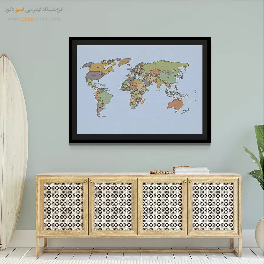 قارهنما – تابلو نقشه جهان - خرید تابلو نقشه جهان – اسپو دکور – Espodecor