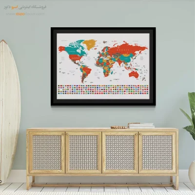 تابلو نقشه جهان آموزشی برای دفتر مهاجرت - نقشه‌گون – تابلو نقشه جهان - اسپو دکور