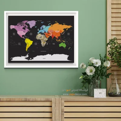 خرید تابلو نقشه جهان مینیمال - سفر – تابلو نقشه جهان - اسپو دکور