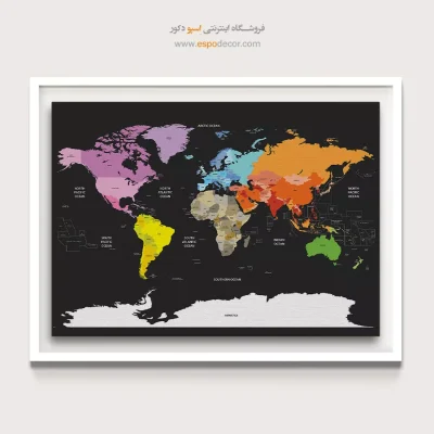 خرید تابلو نقشه جهان مینیمال