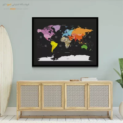 خرید تابلو نقشه جهان مینیمال - سفر – تابلو نقشه جهان - اسپو دکور