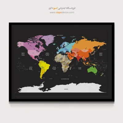 خرید تابلو نقشه جهان مینیمال - سفر – تابلو نقشه جهان - اسپو دکور