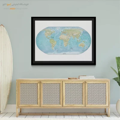 تابلو نقشه جهان مدرن - کوینما – تابلو نقشه جهان - اسپو دکور