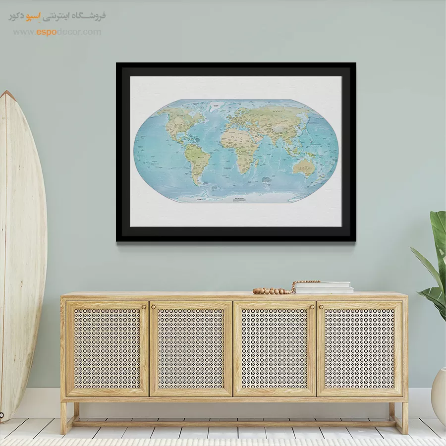 تابلو نقشه جهان مدرن - کوینما – تابلو نقشه جهان - اسپو دکور