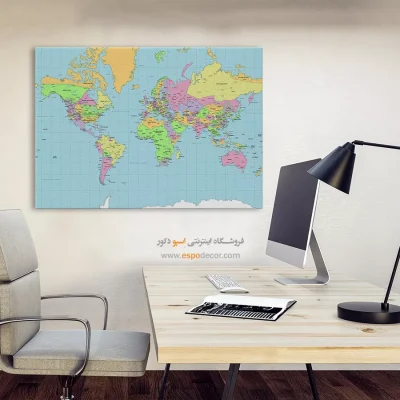 تابلو نقشه جهان کلاسیک - گرداگرد – تابلو نقشه جهان - اسپو دکور