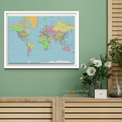 تابلو نقشه جهان کلاسیک - گرداگرد – تابلو نقشه جهان - اسپو دکور