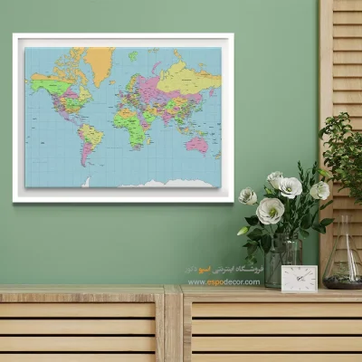 تابلو نقشه جهان کلاسیک - گرداگرد – تابلو نقشه جهان - اسپو دکور