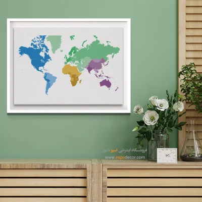 تابلو نقشه جهان هنری - راهنما – تابلو نقشه جهان - اسپو دکور