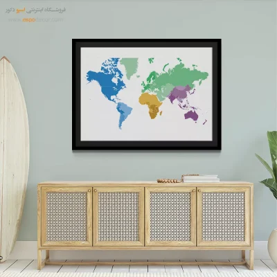 تابلو نقشه جهان هنری - راهنما – تابلو نقشه جهان - اسپو دکور