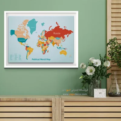 تابلو نقشه جهان با نام کشورها - گذرگاه – تابلو نقشه جهان - اسپو دکور