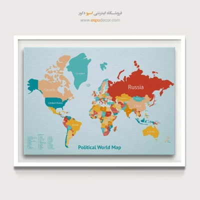 تابلو نقشه جهان با نام کشورها
