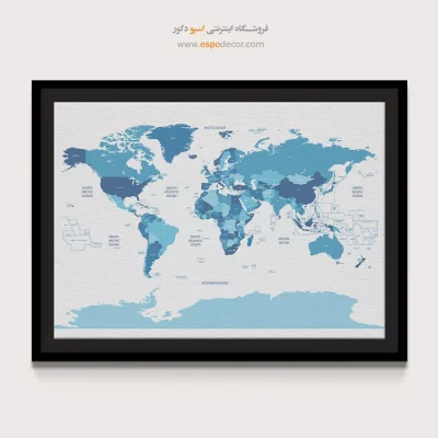 تزیین دفتر با نقشه جهان - راهیاب – تابلو نقشه جهان - اسپو دکور