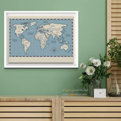 تابلو نقشه جهان وینتیج/کلاسیک - سرگشت – تابلو نقشه جهان - اسپو دکور
