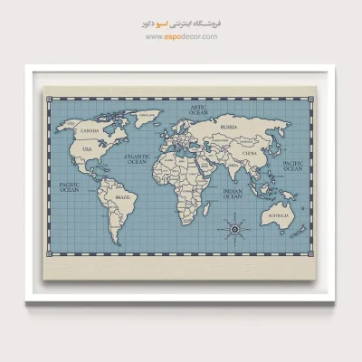 تابلو نقشه جهان وینتیج/کلاسیک - سرگشت – تابلو نقشه جهان - اسپو دکور