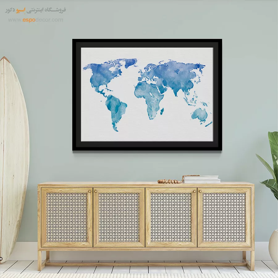 تابلو نقشه جهان بزرگ - جهاننما – تابلو نقشه جهان - اسپو دکور