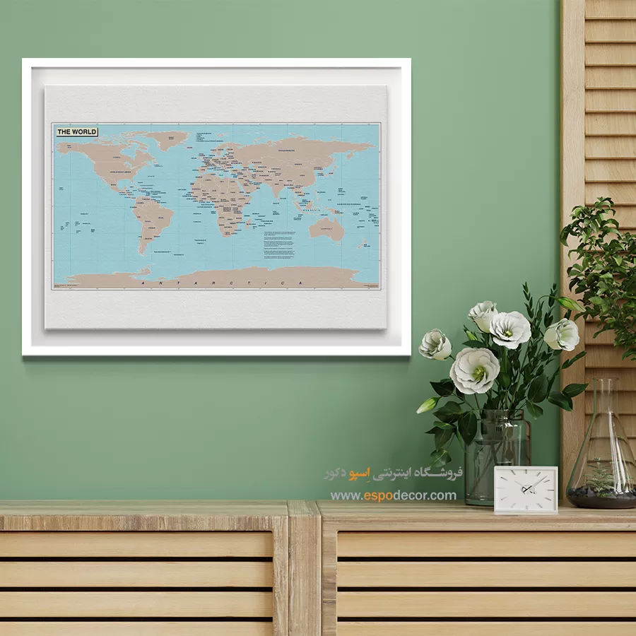 تابلو نقشه جهان وارداتی - مرزنگار – تابلو نقشه جهان - اسپو دکور
