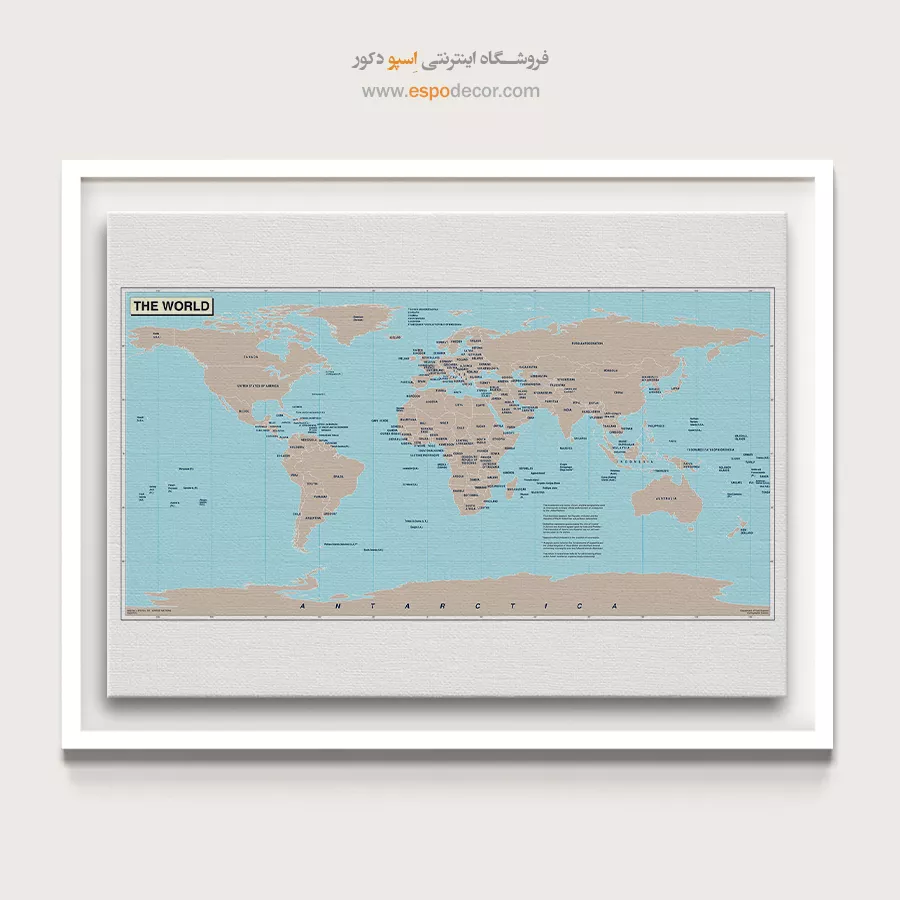 تابلو نقشه جهان وارداتی - مرزنگار – تابلو نقشه جهان - اسپو دکور