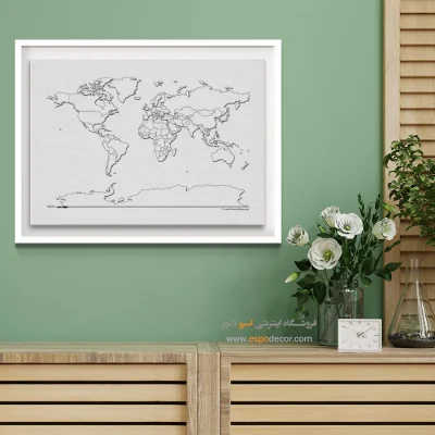 خرید تابلو نقشه خطی - سرزمین – تابلو نقشه جهان - اسپو دکور