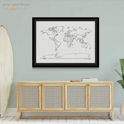خرید تابلو نقشه خطی - سرزمین – تابلو نقشه جهان - اسپو دکور