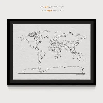 خرید تابلو نقشه خطی - سرزمین – تابلو نقشه جهان - اسپو دکور