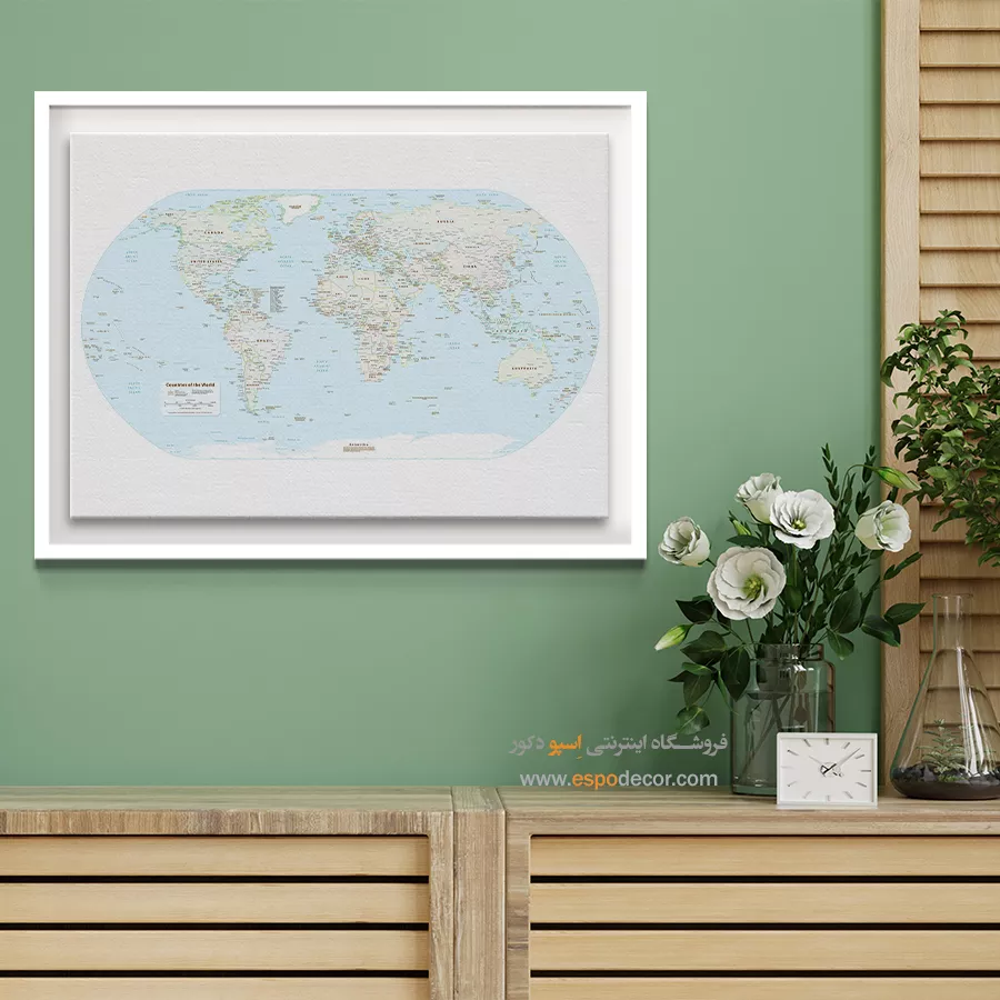 خرید تابلو فانتزی - دیدرس – تابلو نقشه جهان - اسپو دکور